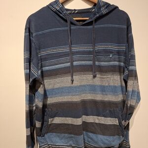 Billabong Striped Blue and Gray Hoodie with Pocket